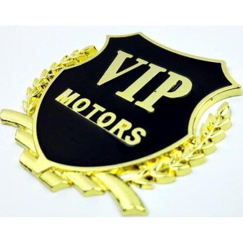 100 Pieces VIP MOTORS Car-styling Chrome Metal Car Stickers Emblems Decorations Gold Silver Sheild VIP Car Exterior Styling