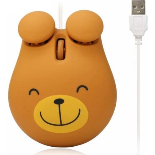 1000 Dpi Wired Optical Gaming Mouse Cute Bear Animal Mouse Usb For Pc Laptop Game Console Brown Plastic