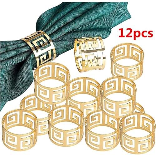 12pcs/lot European style napkin ring cloth napkin napkin buckle hollow pattern gold and silver napkin ring wedding decoration