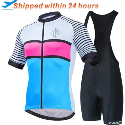 FUALRNY Pro Cycling Set Breathable Racing Bicycle Jersey Maillot Ropa Ciclismo Quick-Dry Short Sleeve Mans Bike Clothing
