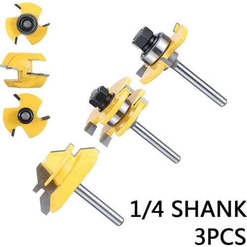 3pcs Router Bits 1/4'' Shank Router Bits Woodworking Tools Kits Cabinet Door Milling Cutter Accessories
