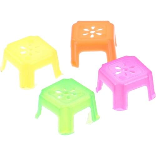 4pcs Mini Plastic Toy Small Square Stool Model Play House Chair