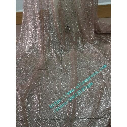 5yards african indian sequins embroidery french tulle mesh tulle lace fabric with glitter for party, 3 color option