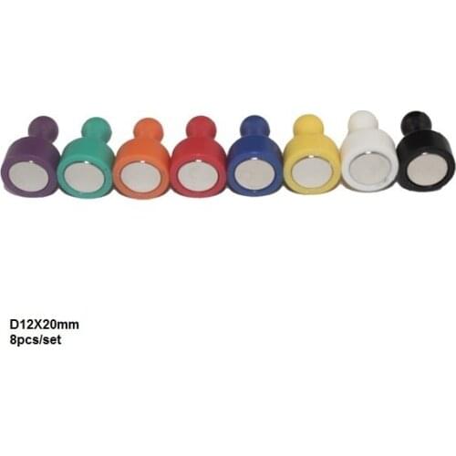 8pcs D12x20mm colorful strong holding permanent neodymium fridge magnetic stamp skittle pin whiteboard magnet