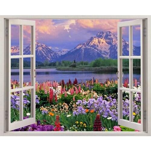 Full Square Round Drill 5D DIY Diamond Painting "Scenery Outside The Window" 3D Embroidery Cross Stitch Mosaic Home Decor Gift