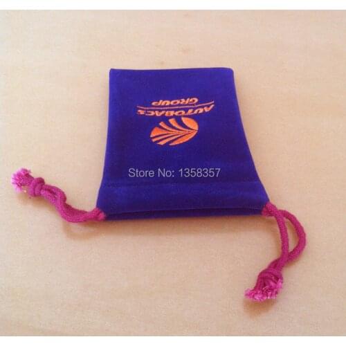 Free shipping small blue velvet jewelry pouch velvet gift pouch velvet drawstring pouch bag custom logo phone bag