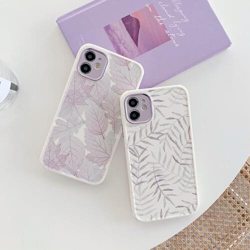 Phone Case For iphone 12 11 pro max X XS XR 7 8 Plus 12 Pro Tree Leaves Plating Camera Protection Lid Anti-knock Soft Cover Gift