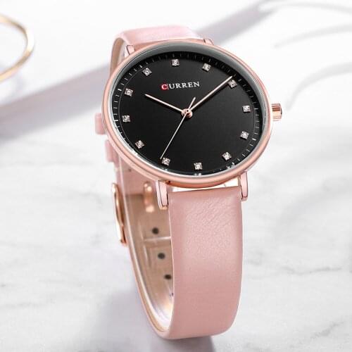 CURREN Fashion Quartz Watches Womens Simple Diamond Elegant Ladies Wrist Watch Female Clock Leather Watch For Women Reloj Mujer