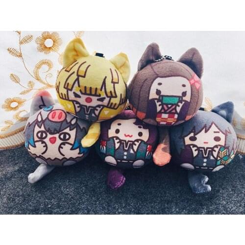 Demon Slayer: Kimetsu no Yaiba Zenitsu Tomioka Giyuu Sabito Cosplay Cute Plush Dango Keychain Toy Doll Mini Bag Pendant Gifts