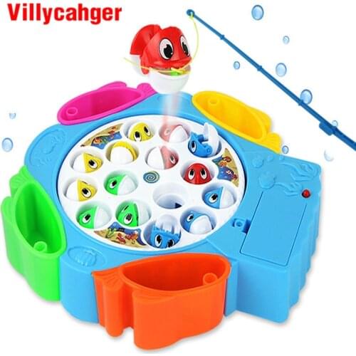 Kids fishing toys set children educational toys musical gifts electric rotating fishing game no magnetic outdoor sports toys