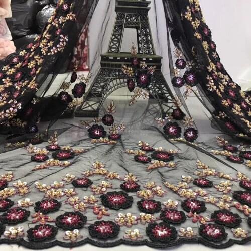 French sequin lace fabric 2021 high quality African mesh lace fabric Nigeria lace fabric, used for party dress sewing J4015