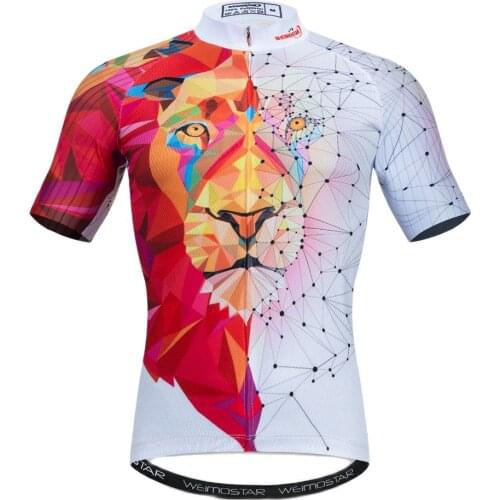 Men cycling jersey motocross short sleeve tops 3d bicycle lion mtb downhill bike shirt road team summer sports clothing