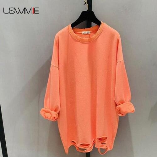 Tee Shirt Femme Spring Fashion Simple Long Sleeve Pure Color Hole O-neck Solid Color Bottom Comfort Plus Size T Shirt Women