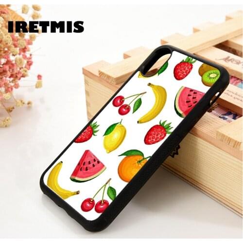 Iretmis 5 5S SE 6 6S Soft TPU Silicone Rubber phone case cover for iPhone 7 8 plus X Xs 11 Pro Max XR Fruity pattern