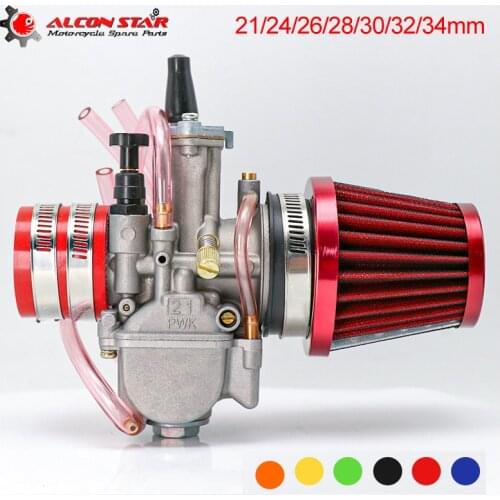 Alconstar- PWK 21 24 26 28 30 32 34mm Motorcycle Carburetor Carb with Air Filter ATV Buggy Quad Dirt Bike fit 2T 4T JOG DIO