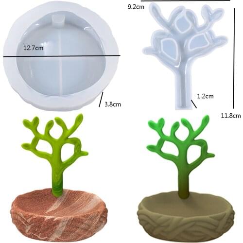 1Set Tree Bud Storage Box Crystal Epoxy Mold Creative Jewelry Ornaments Silicone Resin Mould Home Decorations Making Tools