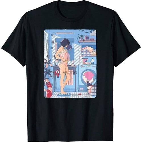 Lofi Retro 90s Anime Girl Aesthetic Pastel Waifu Vaporwave T-Shirt