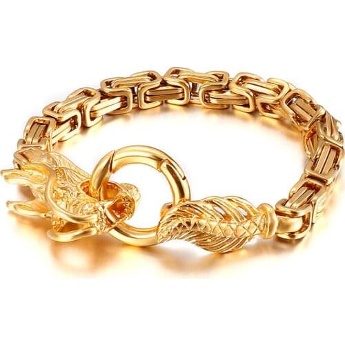 HAOLYNJOY Dragon Bangles Animal Mechanical Chain Gold Black Stainless Steel Mens Bracelet Jewelry