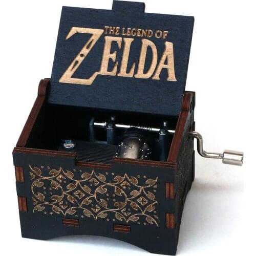 Music Box Black Wooden Musical Box Hand-Cranked Zelda Musica Christmas Gift Boy/Girl Birthday Gift