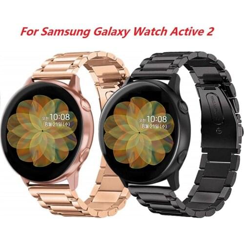 Watchband Sets for Samsung galaxy watch active 2 40mm 44mm bands 20mm Stainless Steel Metal bracelet wrist strap for amazfit bip