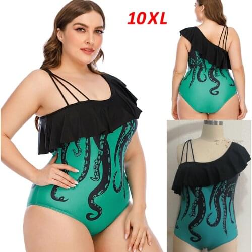 2021 New Large Size 10XL Bikini Swimwear Women Swimsuit One Piece Print Patchwork Bathing Suit bikini Plus Size Bikinis Mujer