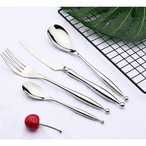 New 304 Stainless Steel Sliver Flatware Cutlery Set Food Knife Fork Spoon Western Dinnerware Tableware Set Kitchen Accessories