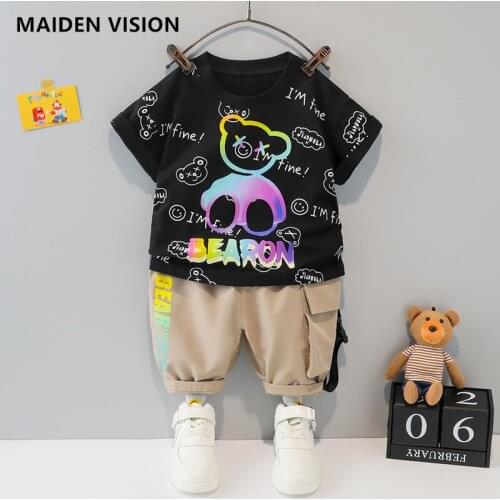New arrival summer Kid Boy Girl Clothing Brand Casual Tracksuit Little bear sportswear Letter Sets Infant Baby Clothes Suit