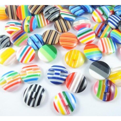 Mix color 15*5mm 50pcs Striped Round Shape Resin Horizontal hole Flat Back Beads DIY Jewelry Accessories Scrapbook Decoration
