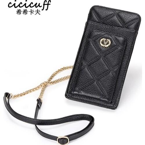 Luxury Brand Handbag Leather Mini Universal Phone Pouch Card Wallet Purse Women Chain Small Crossbody Bags For IPhone Samsung
