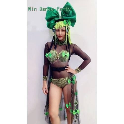 Big Bowknot Bling Sequined Women Bikini Black Mesh Sets Lace Tassel Mini Skirt Sexy Night Party Outfits Bar