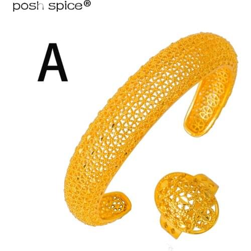 Dubai Wedding Bracelets Bangles For Women Gold Color Bangles With Ring Arabic Muslim Ring Islam Ethiopain African Jewelry Gift