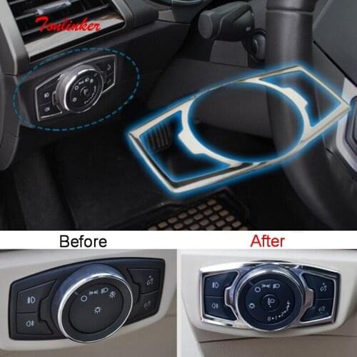 Tonlinker Headlight Switch Cover Sticker for Ford Focus 3 KUGA/Mendeo 2013-17 Car styling 1 Pcs Stainless steel Cover stickers