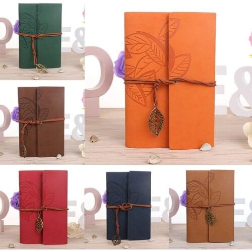 Vintage Leaf Bandage Notebook Agenda With Faux Leather Cover Loose Leaf Note Book For School Stationery Or Traveler