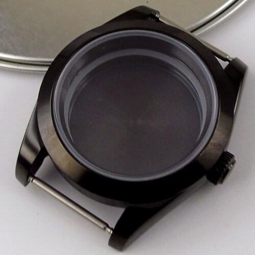 40mm stainless High quality black PVD case sapphire glass hardened Glass fit 2836 Miyota 82 Mechanical movement Watch Case