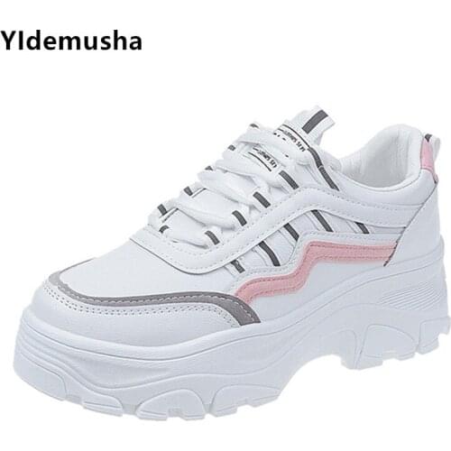 2020 New Women Casual Shoes Comfortable Tenis PU Shoes Woman Lace Up Female Platform Jogging Shoes Women Zapatos Mujer Sneakers