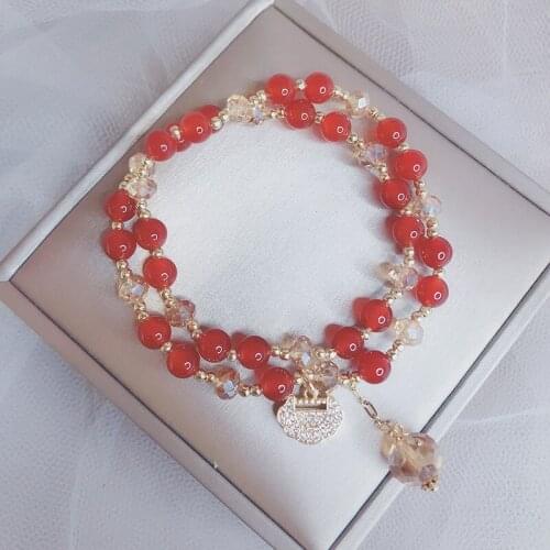 Colorful Strawberry Crystal Handmade Women Fashion Natural Stone Mermaid Bracelet Women Girl Jewelry