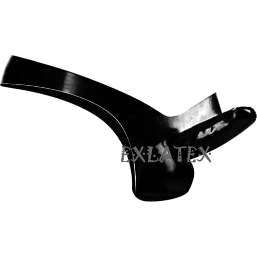 Latex Panties Men String Erotic Underwear Black Latex Rubber G-String Underwear with Cock and Ball Sheath Fetish Male Underwear