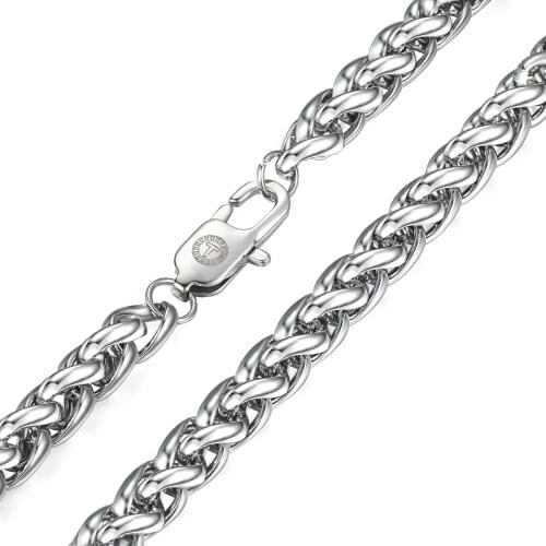 Womens Mens Necklace Braided Wheat Figaro Rombo Round Box Link Chain Stainless Steel Silver Color Jewelry LKN528