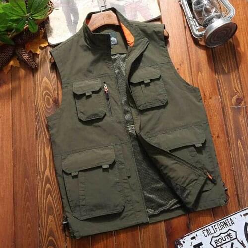 Outdoor Leisure Vest Mens Hiking Camping Trekking Fishing Waistcoat Quick-dry Multi-Pockets Military Tactical Vest Jackets 6XL