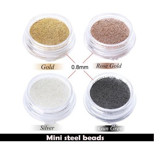 0.8-1mm 10g/jar Mini Small Stainless Steel Beads Nails Art Rose Gold Caviar DIY Nail Beads Decorations Studs 3D Nail Art Studs