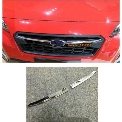 Top Sale For SUBARU XV 2018 2019 2020 Car Styling Protect Detector ABS Chrome Trim Front Up Head Grid Grill Grille Panel 2pcs