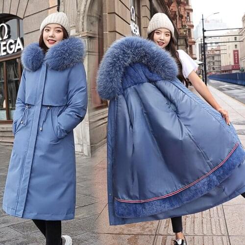 2020 Winter Maternity Lamb Hair Liner Detachable Korean Down Padded Jacket Womens Mid-length Large Fur Collar Pregnant Coats