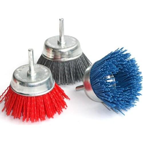3PCS 3" Nylon Cup Brushes ,Abrasive Wire Wheel Set for Cleaning Polishing Deburring and Removing Welding , with 1/4 shank 3Pcs