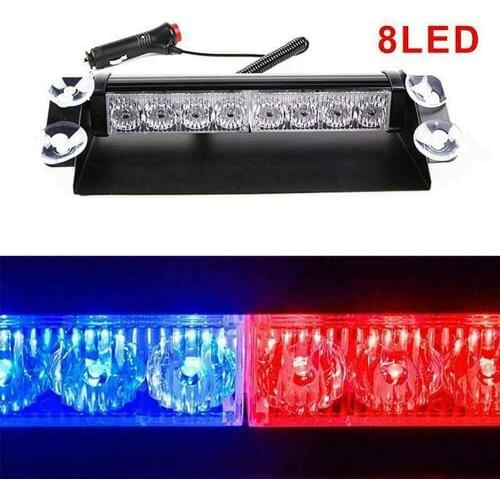 8 Led Emergency Strobe Light Bar Car Truck Windshield Flashing Warning Lights Flasher Day Running Police lamp 3 Flashing Modes