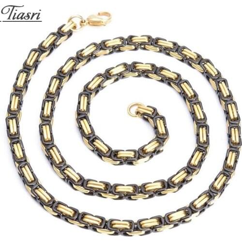 Tiasri 5mm Fashion Men Women Necklace on the Neck Byzantine Chain Holiday Gift High Quality Stainless Steel Choker Jewelry