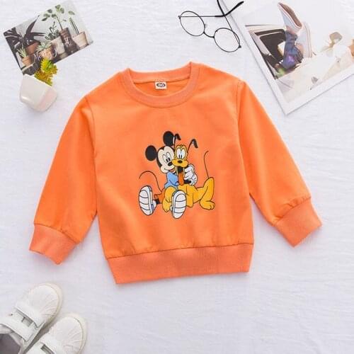 Mickey Childrens Clothing Spring 2021 New Cartoon Girls Sweater Long-sleeved Round Neck T-shirt Boys Pullover Bottoming Shirt