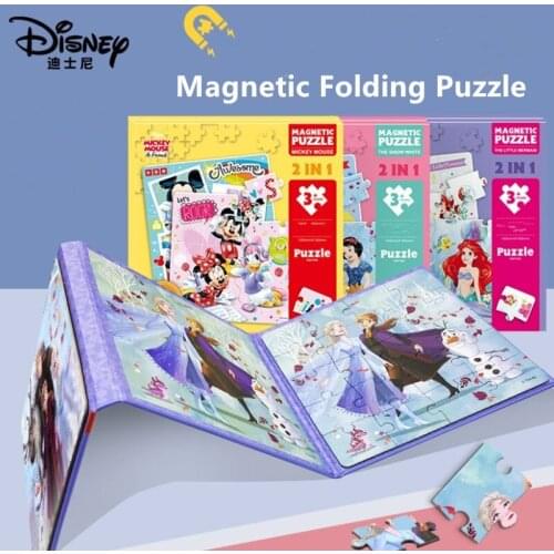 Disney Paper Folding Magnetic Puzzle Cartoon Frozen Mermaid Snow White Mickey 4 Styles Early Learning Baby Toys