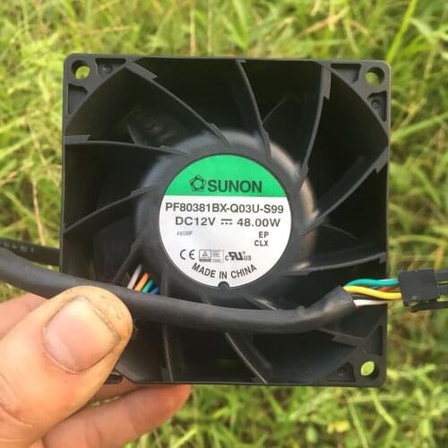 For Sunon PF80381BX-Q03U-S99 12V 48W 8cm Dual Motor Supercharged Fan