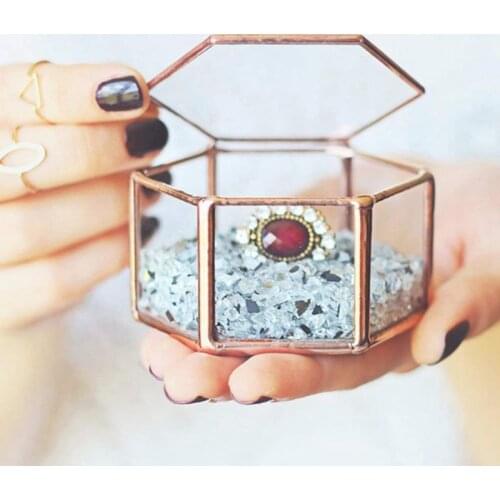 Geometric Glass Terrarium Box Jewelry Box Glass Succulent Plant Pot Deco Hexagon Shape