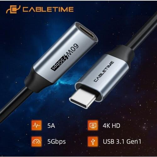 Cabletime PD 60W USB C Cable to USB Type C M USB3.1 QC4.0 5GBPS Transmission Fast Charge for Xiaomi 10 MacBook Pro C377